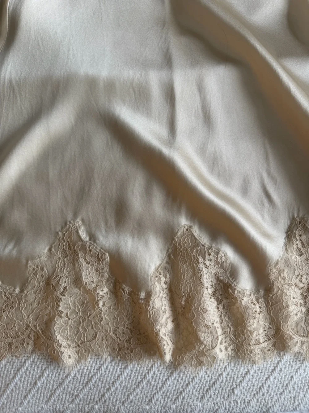 Reformation Satin Slip Skirt in Champagne Beige - Picture 5 of 8